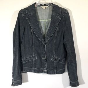 CAbi Jeans‎ Pleated Collar Cropped Jean Jacket